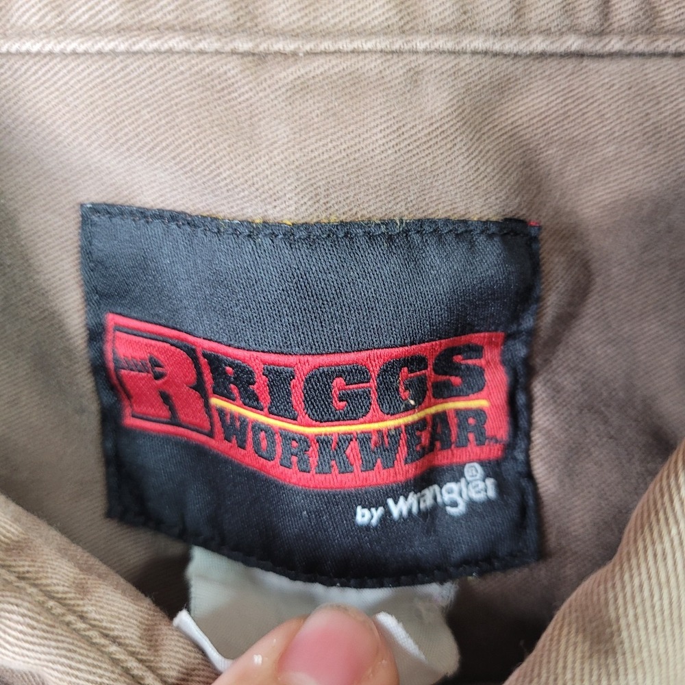 Wrangler Riggs Workwear Shirt Mens 3XL Brown Button Down Long Sleeve Pockets - Picture 3 of 8